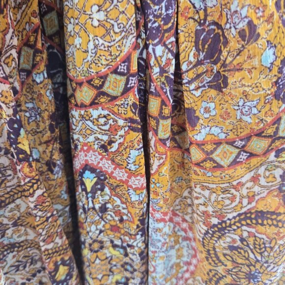 Xhilaration Orange Brown Boho Gypsy Gauze Semi-Sheer Maxi Dress Size Small - Picture 8 of 12